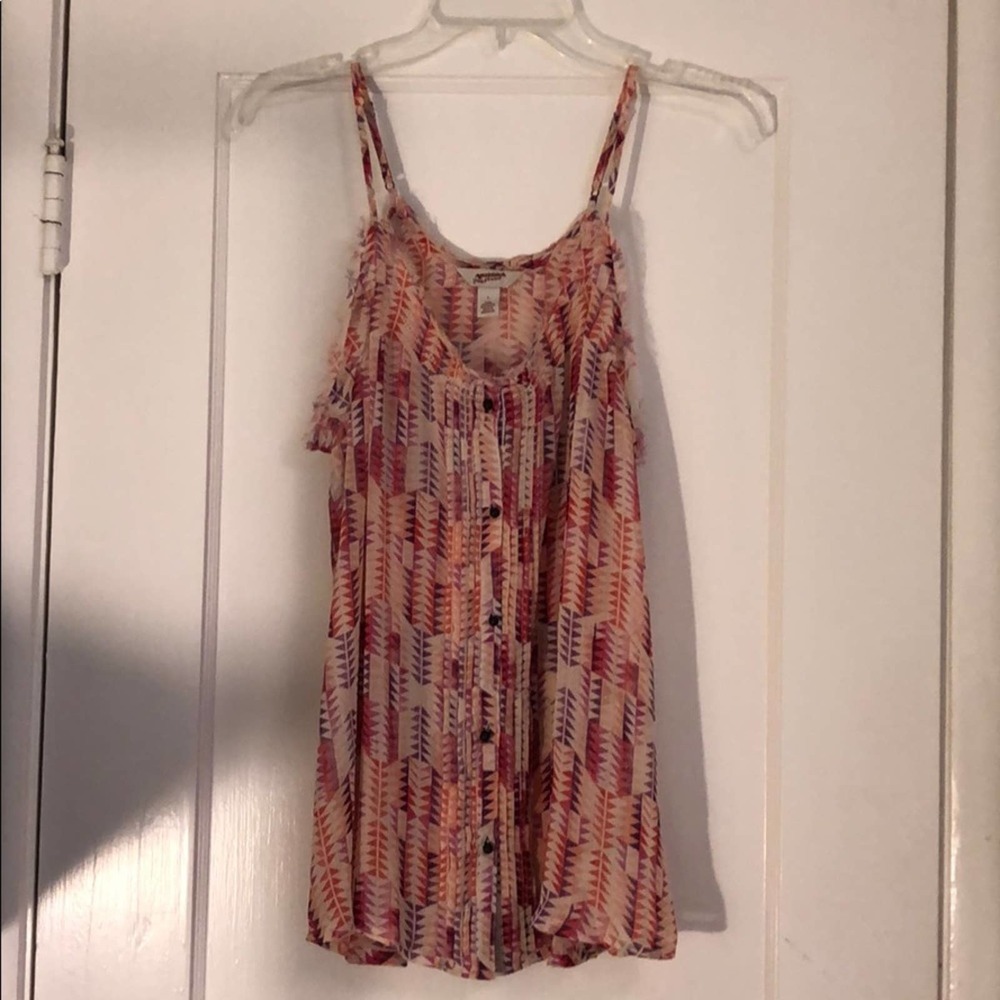 Geometric Print Boho Flowy Blouse